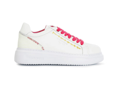 CafèNoir Donna Sneakers con Cuciture Decorative Tomaia Pelle Bianca C1DE1014-W005