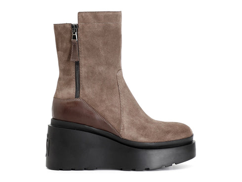 CafèNoir Stivaletti 2 Cerniere Lampo Zeppa Alta Tomaia Camoscio Marrone C1HB6102-M084