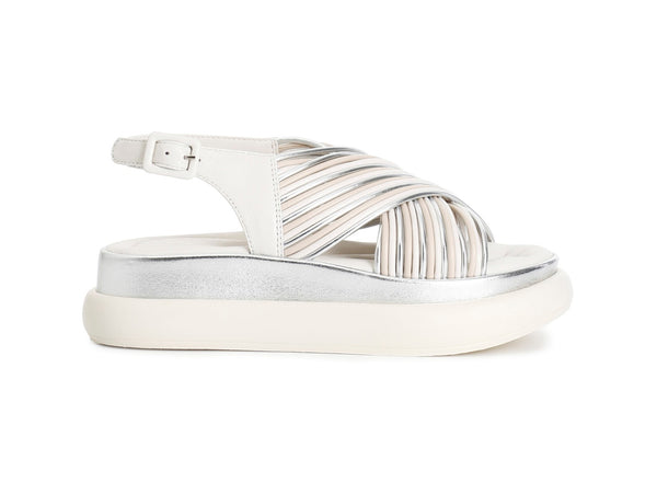 CafèNoir Sandalo Donna Platform Multi Argento con Fasce Incrociate C1HB2090-L003