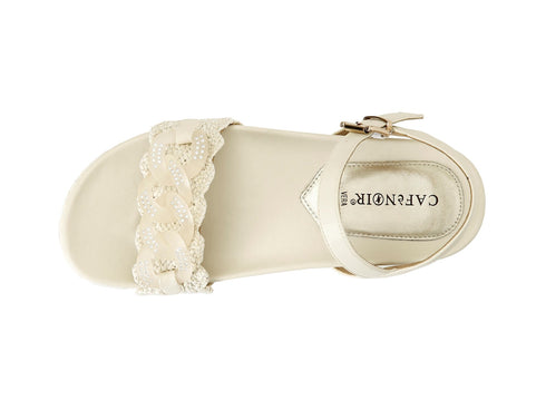 CafèNoir Raffia Wedge Sandals with Chain Band