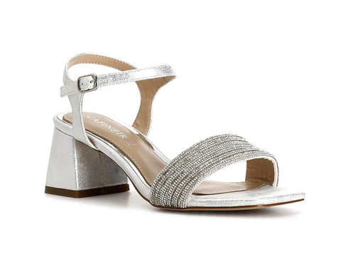 CafèNoir Elegant Sandals with Microrhinestone Band and Comfortable Heel