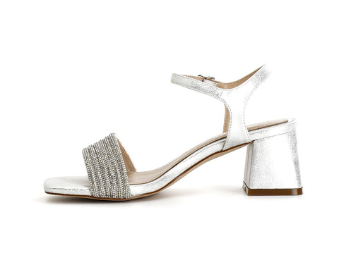 CafèNoir Elegant Sandals with Microrhinestone Band and Comfortable Heel