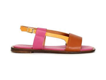 Melluso Sandali Flat Estivi una Fascia Tomaia Pelle Multi Fuxia C1GF1002-M053