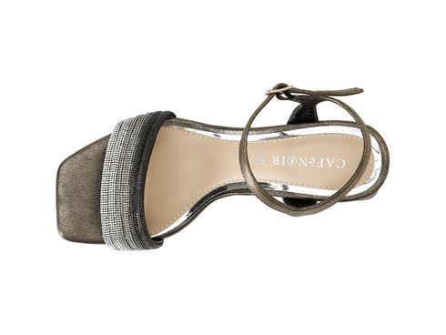 CafèNoir Ceremony Sandal with Microrhinestone Band and Comfortable Heel