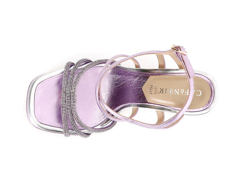 CafèNoir Elegant Platform Sandal with Microstrass Straps