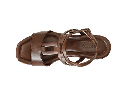 CafèNoir Sandalo con Platform Pelle Intrecciata e T-Strap