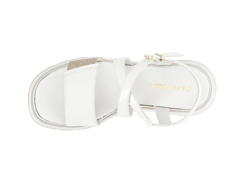 CafèNoir Casual Wedge Sandal with Band and Leather Strap