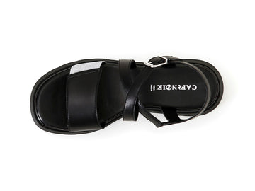 CafèNoir Casual Wedge Sandals Upper Leather Strap