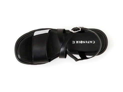 CafèNoir Casual Wedge Sandals Upper Leather Strap