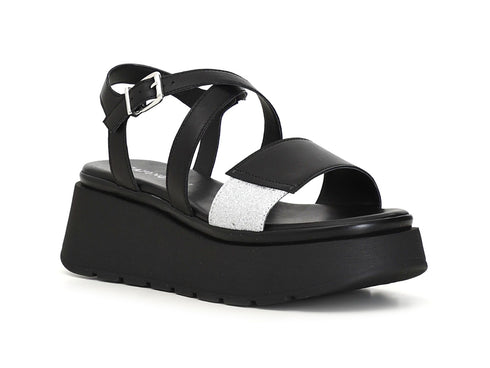 CafèNoir Casual Wedge Sandals Upper Leather Strap