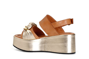 CafèNoir Sandals Wedge Upper two Bands Leather