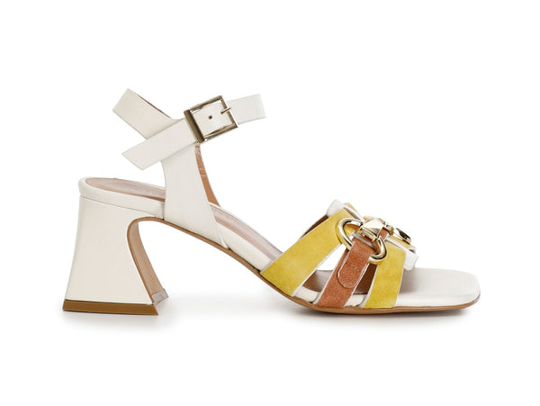 CafèNoir Sandali con Tacco sagomato Tomaia Multicolore Pelle Bianca C1LC5007-W005