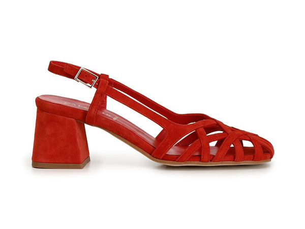 CafèNoir Scarpe Slingback Taco Grosso Tomaia Camoscio Rosso C1EL5010-R007