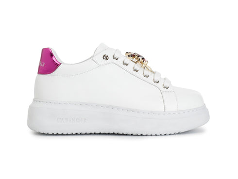 CafèNoir Donna Sneakers Stringate Gioiello Tomaia Pelle Bianca C1DE1005-W079