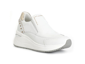 CafèNoir Slip-On with Studs, Rhinestones and Platform Leather Upper