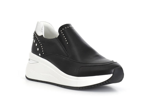 CafèNoir Women's Slip-On with Studs, Rhinestones and Platform Sole