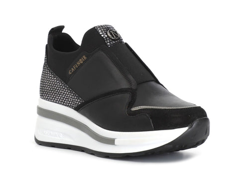 CafèNoir Winter Slip-on Maxi Elastic Wedge Leather Upper