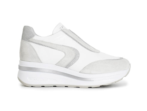 CafèNoir Slip-on Elastico Primavera Estate Zeppa Tomaia Pelle Bianca C1DN1025-W001