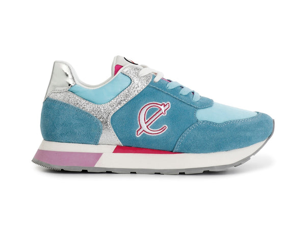 CafèNoir Sneakers Glitter Pelle Scamosciata Tessuto Celestte C1DB6030-B015