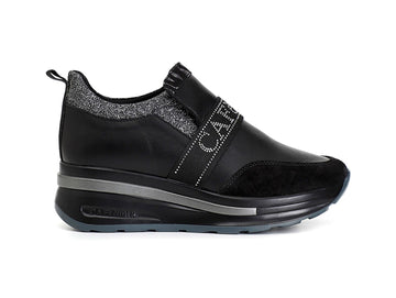 CafèNoir Sneakers Slip-on con Elastico Logato Tomaia Pelle Nera C1DN1001-N001
