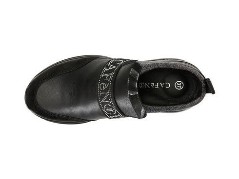 CafèNoir Slip-on Sneakers with Strap Elastic Leather Upper