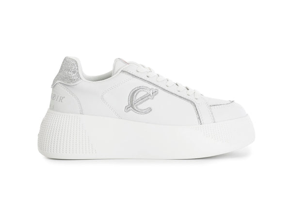 CafèNoir Donna Scarpe Stringate Glitter Pelle Suola Platform Bianco C1DF1023-W001