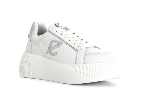 CafèNoir Women's Lace-up Shoes Glitter Leather Platform Sole