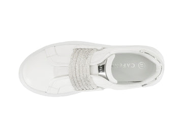 CafèNoir Slip-on Sneakers Elastic Strass Leather Upper