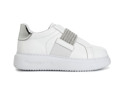 CafèNoir Sneakers Slip-on Elastico Srass Tomaia Pelle Bianca C1DE1003-W001