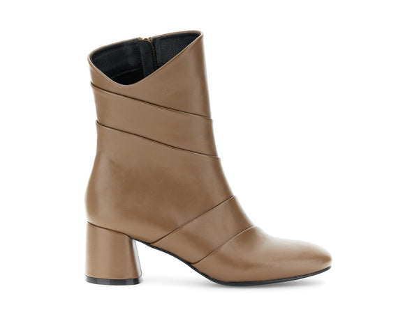 CafèNoir Stivaletti Donna in Pelle Drappeggiata Color Taupe c1lb9003-m005