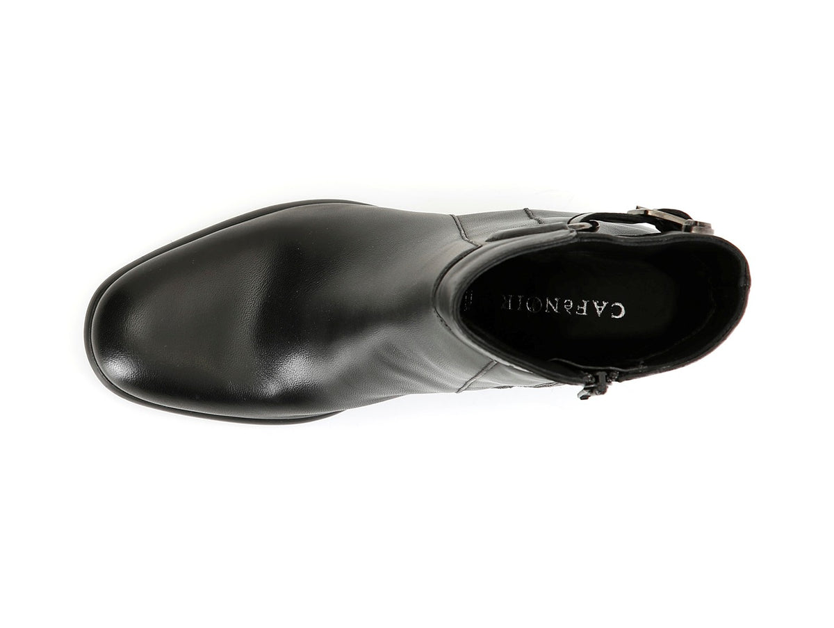CafèNoir Ankle Boots with Strap and Buckle Black Leather Upper
