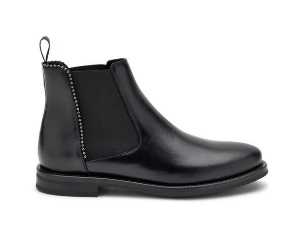 Frau Donna Chelsea Boots profilo Micro Borchie Tomaia Pelle Nera 98s7