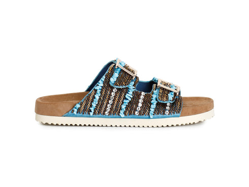 CafèNoir donna ciabatta doppia fibbia con ricami tacco basso C1GN9000-B00