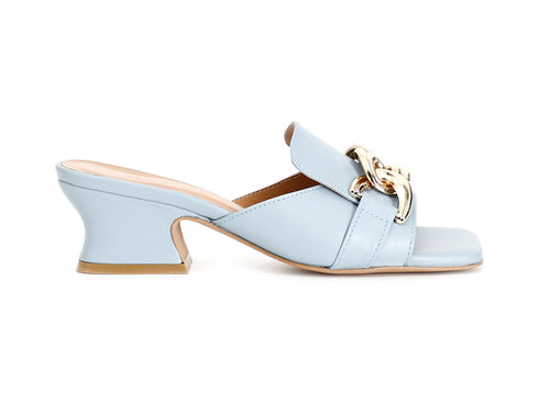 CafèNoir Ciabatte ad una Fascia con Catena Tomaia Pelle Celeste C1LB4207-B015