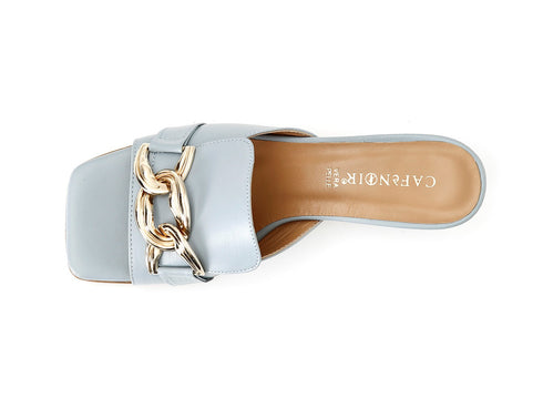 CafèNoir Slippers with a Band and Chain Leather Upper