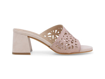 Melluso Ciabatta Elegante con Strass Tomaia Camoscio Intagliato Rosa N657-243615