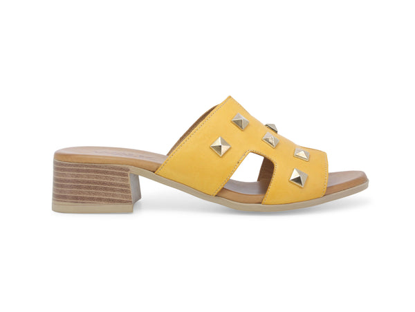 Melluso Ciabatte Donna con Borchie Oro Tacco Tomaia Pelle Gialla K56018Z-244762