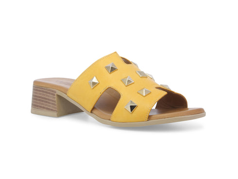 Melluso Women's Slippers with Gold Studs Heel Leather Upper