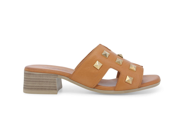 Melluso Ciabatta Donna con Borchie Dorate Tacco Comodo Pelle Marrone K56018Z-245705