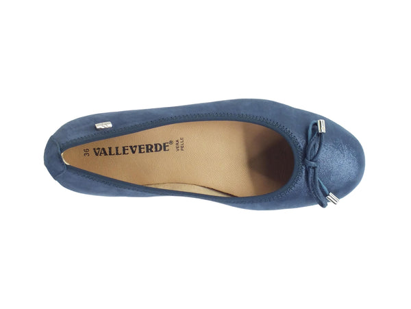 Valleverde Ballerine Fiocco Primavera Estate Zeppina Pelle Blu vs10100a