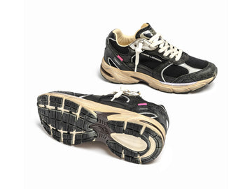 Crime London Women's Fugitive Sneaker, Black, Vintage Effect