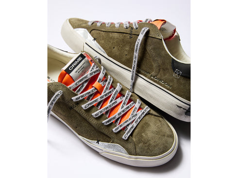 Crime London Deconstructed Sneaker in Military Green and Orange