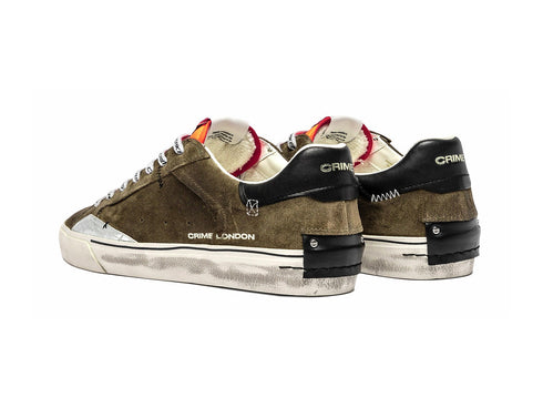 Crime London Deconstructed Sneaker in Military Green and Orange
