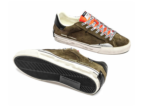 Crime London Deconstructed Sneaker in Military Green and Orange