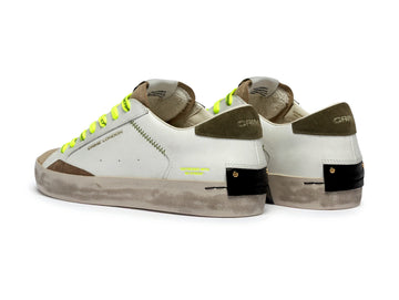 Crime London Sneaker Uomo Distressed Army Green con Lacci Fluo