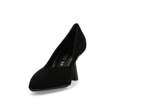 Melluso Pumps in Black Suede with High Sculptural Heel