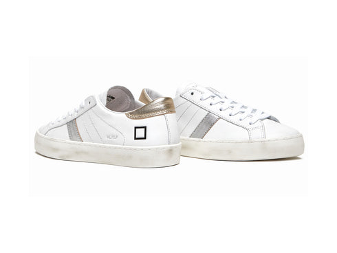D.A.T.E. Women's Shoes HILL Low Calf White Platinum