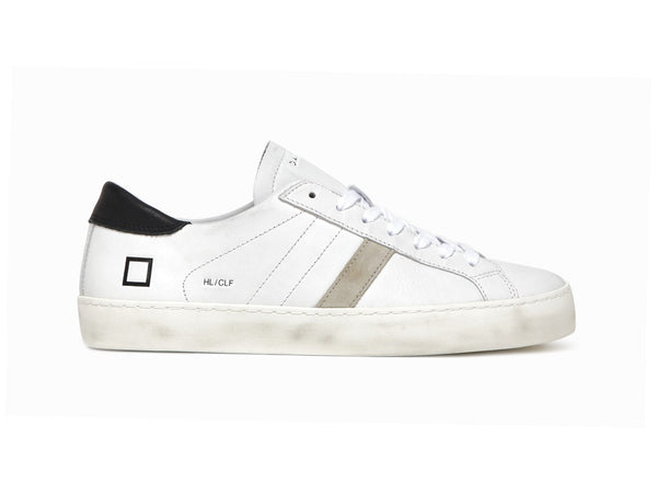 D.A.T.E. Sneakers HILL Low Uomo con Tomaia Pelle Calf White Black