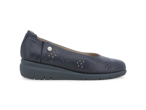 Melluso Décolleté Donna con Zeppa in Pelle Traforata Blu K55398Z-243696