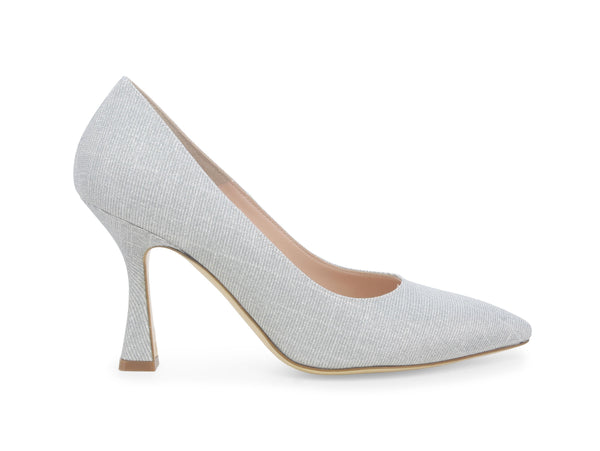 Melluso Décolleté Made in Italy Cerimonia Tacco Alto Tessuto Argento D163W-235005